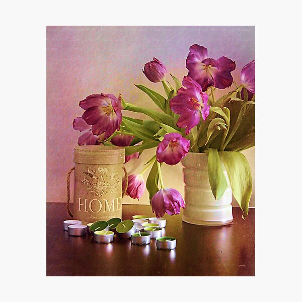 Tulips and candles Photographic Print