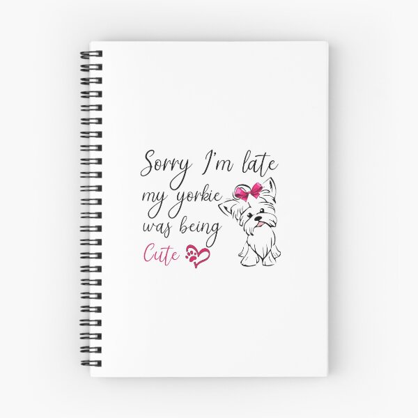 Item preview, Sorry Im late My Yorkie Was Being Cute, Yorkie Mama, Yorkshire Terrier, Yorkie Illustration, Heart Paw, Yorkie Gifts, Cute Daddy Tees, Teacup Yorky, Square Block, White Tee designed and sold by Annona-.