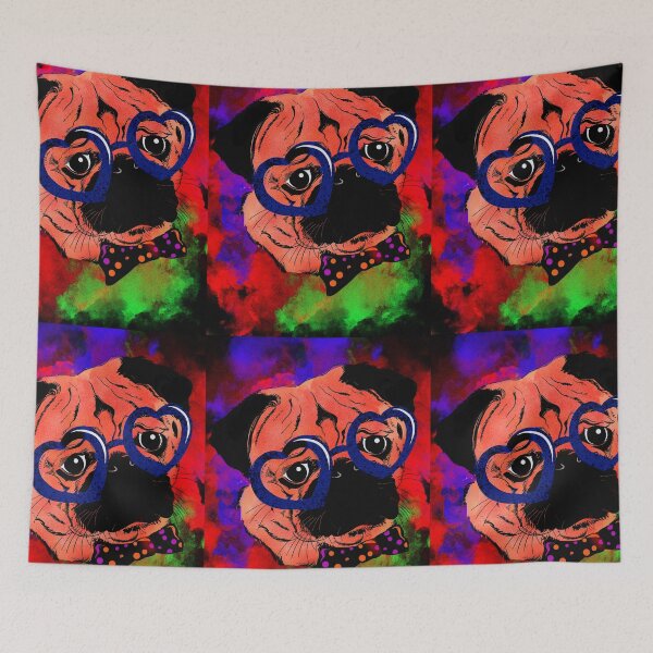 Item preview, Pug with glasses on portrait  designed and sold by DuseTrive.