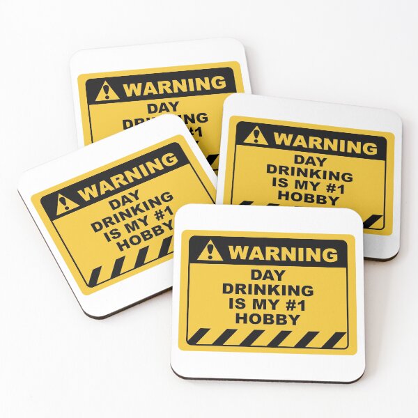 Item preview, Funny Human Warning Label / Sign DAY DRINKING IS MY #1 HOBBY Sayings Sarcasm Humor Quotes designed and sold by ColorMeHappy123.