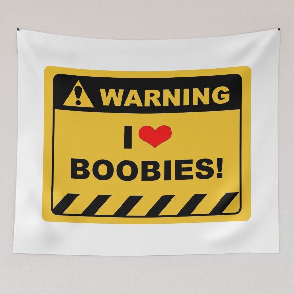 Item preview, Funny Human Warning Label / Sign I HEART BOOBIES Sayings Sarcasm Humor Quotes designed and sold by ColorMeHappy123.