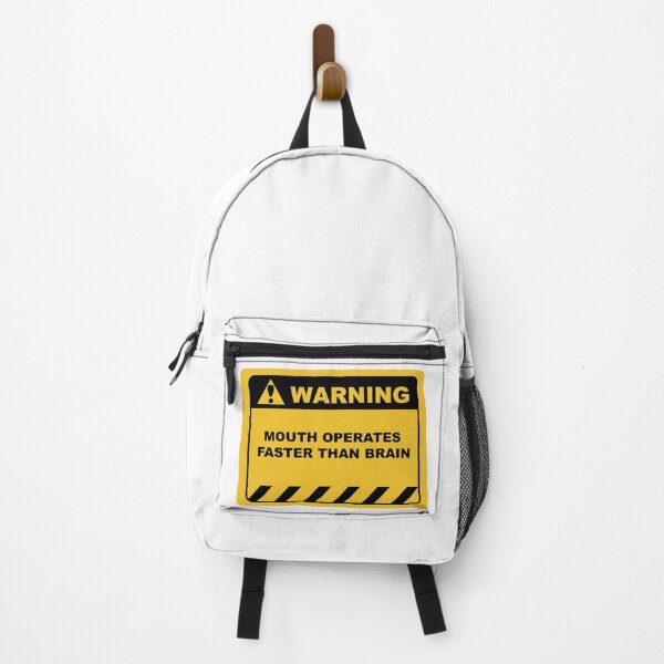 Item preview, Funny Human Warning Label / Sign MOUTH OPERATES FASTER THAN BRAIN Sayings Sarcasm Humor Quotes designed and sold by ColorMeHappy123.