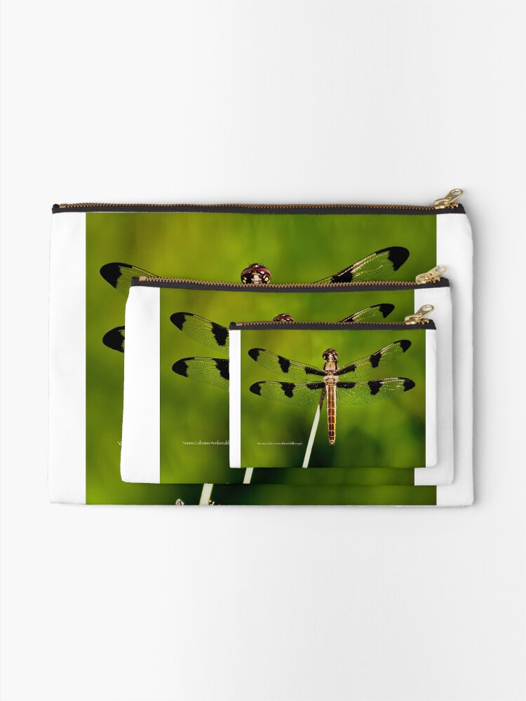 Alternate view of Dragonfly of the enchanted forest by Yannis Lobaina Zipper Pouch