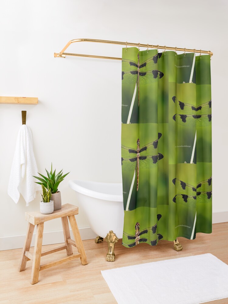 Alternate view of Dragonfly of the enchanted forest by Yannis Lobaina Shower Curtain