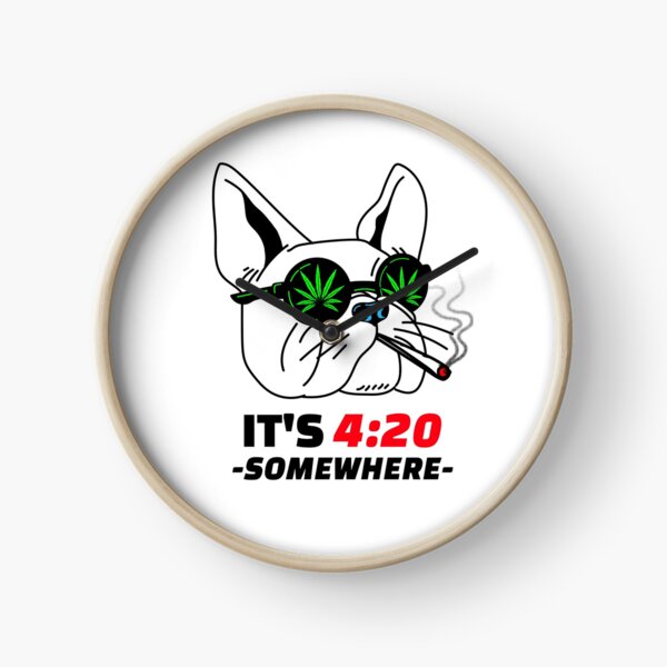 cool 420 dog design  Clock