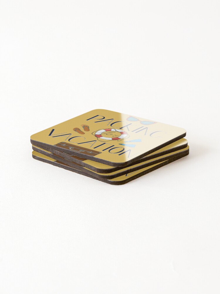 Thumbnail 4 of 5, Coasters (Set of 4), Packing For Vacation. Lettering designed and sold by AstraDesign.