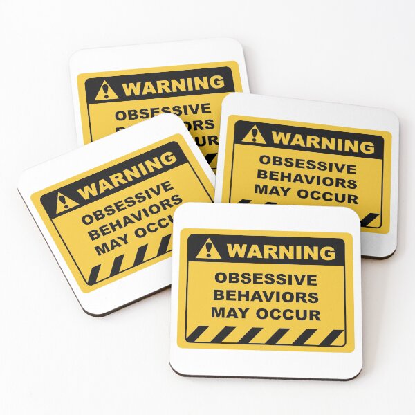 Item preview, Funny Human Warning Label / Sign OBSESSIVE BEHAVIOR MAY OCCUR Sayings Sarcasm Humor Quotes designed and sold by ColorMeHappy123.