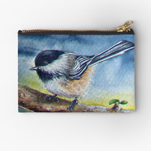 Chickadee Bird Painting Watercolour Zipper Pouch