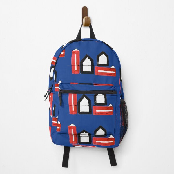 Item preview, Two Black and Two Red Houses on Blue Board designed and sold by Istvan Ocztos.