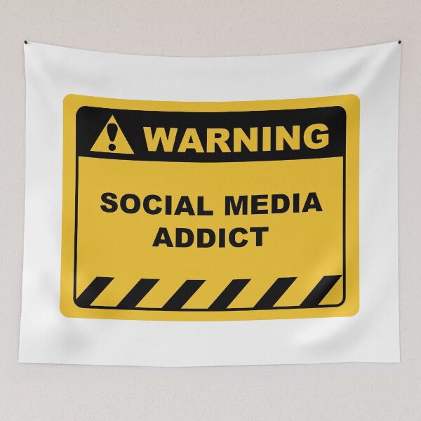 Item preview, Funny Human Warning Label / Sign SOCIAL MEDIA ADDICT Sayings Sarcasm Humor Quotes designed and sold by ColorMeHappy123.