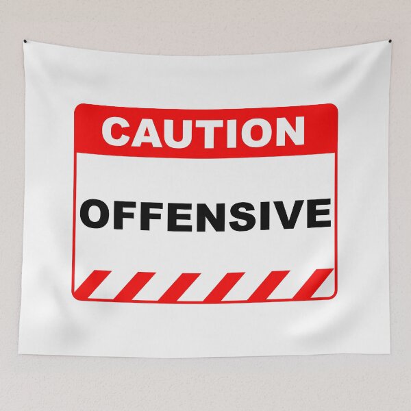Item preview, Funny Human Caution Label / Sign OFFENSIVE Sayings Sarcasm Humor Quotes designed and sold by ColorMeHappy123.