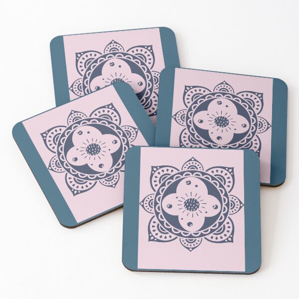 Item preview, *Blue ornament on pale pink* by Berezabella designed and sold by Berezabella.