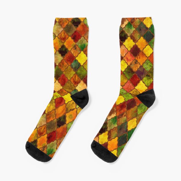 Autumn Arabesque Digital Quilt Socks