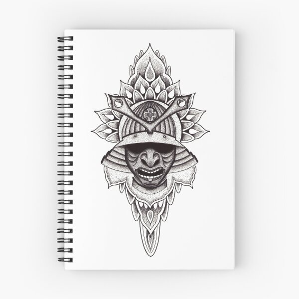 Item preview, Samurai helmet mandala in pen and ink dotwork designed and sold by René Voortwist Pen and Ink art.