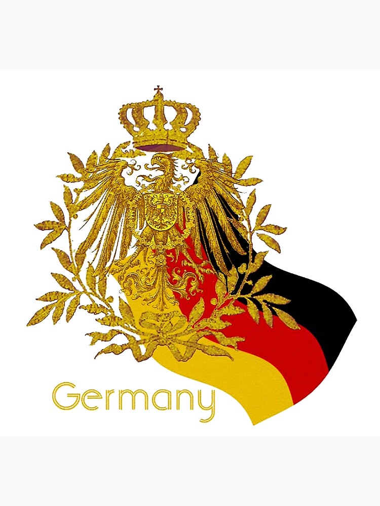 "Gold German Vintage Eagle Crest with German Flag" Art Print by