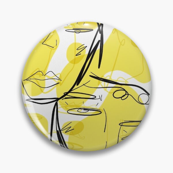 Item preview, Yellow Line Drawing Faces designed and sold by Camilla Creations.