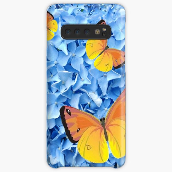 YELLOW BUTTERFLIES ON BLUE HYDRANGEAS GARDEN Samsung Galaxy Snap Case