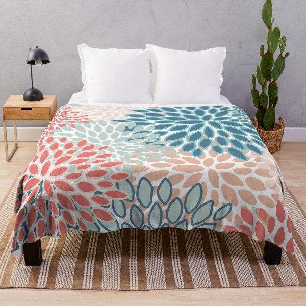 Item preview, Floral Prints, Teal, Coral, Peach, Colourful Prints designed and sold by meggydesigns.