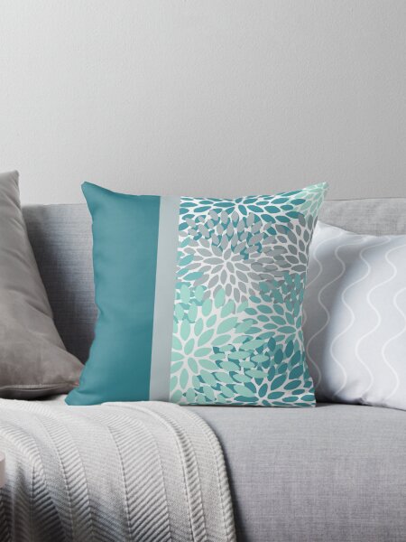 Item preview, Floral Prints and Block Art, Teal, Turquoise, Gray, Colour Prints designed and sold by meggydesigns.