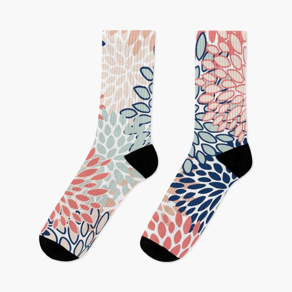 Item preview, Floral Prints, Coral, Navy, Aqua, Colourful Pirnts designed and sold by meggydesigns.
