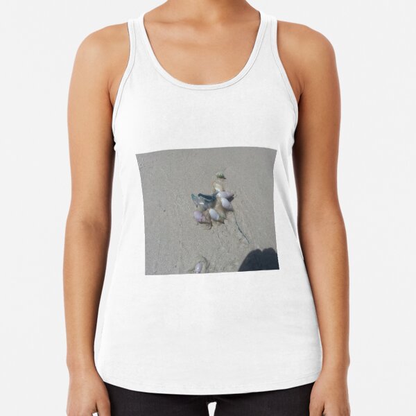 Blue bottle on the beach. Racerback Tank Top