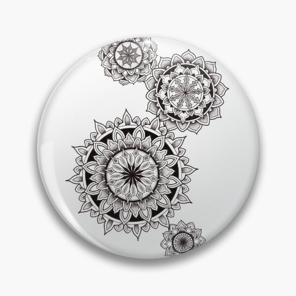 Item preview, 4 mandalas with geometry shapes in pen and ink dotwork designed and sold by René Voortwist Pen and Ink art.