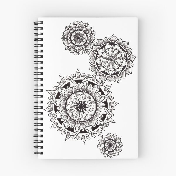 Item preview, 4 mandalas with geometry shapes in pen and ink dotwork designed and sold by René Voortwist Pen and Ink art.