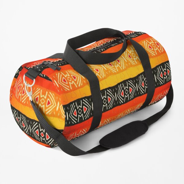 African Geometric Jigsaw Pattern Duffle Bag