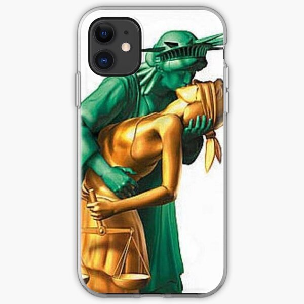 Lady Liberty and Justice Kiss iPhone Soft Case