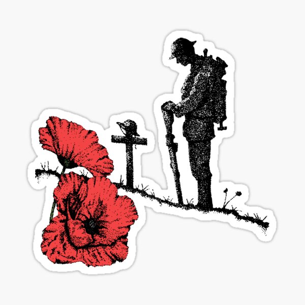 Lest We Forget Red Poppy Day November 11 Remembrance Armistice Day Sticker