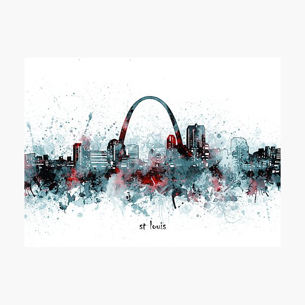 St Louis Arch Wall Decor Watercolor Painting Skyline Print 