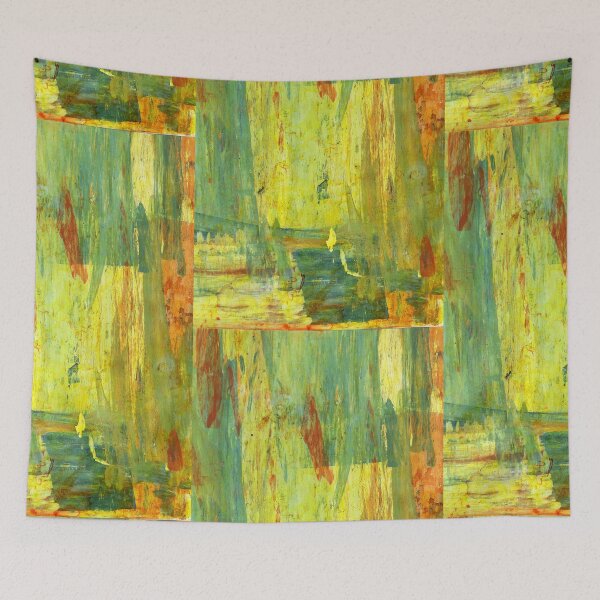 Item preview, Aesthetic yellow turquoise paint scrape designed and sold by kina lakhani.