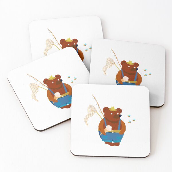 Item preview, Bear summer resident with a fishing rod, ice cream and a landing net. Looks at the bees. designed and sold by zatmeniee.