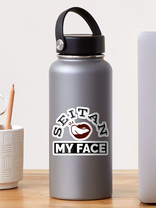Sticker, Seitan My Face - Vegan Seitan  designed and sold by Rivermod