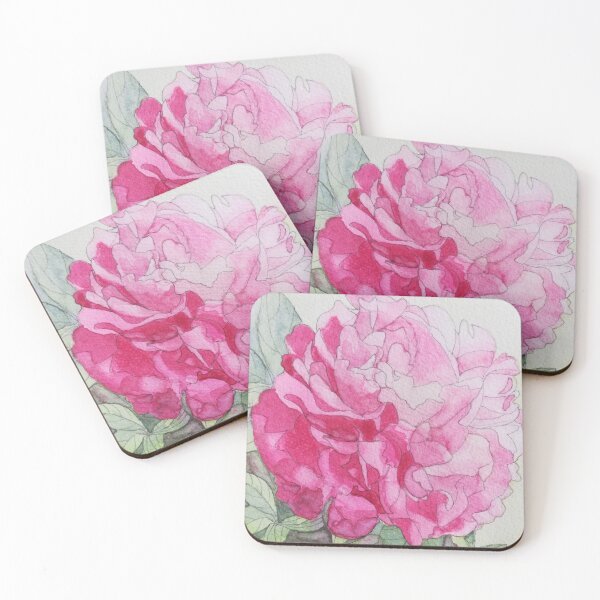 Item preview, Red pink peony rose watercolour painting  designed and sold by esvb.