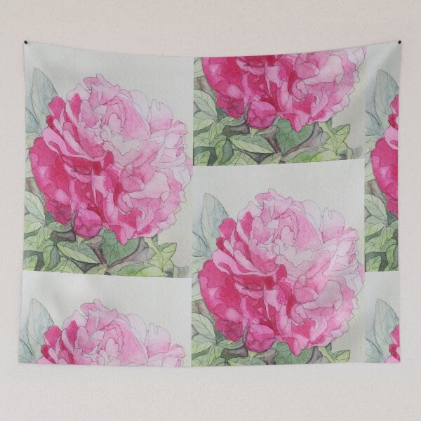 Item preview, Red pink peony rose watercolour painting  designed and sold by esvb.