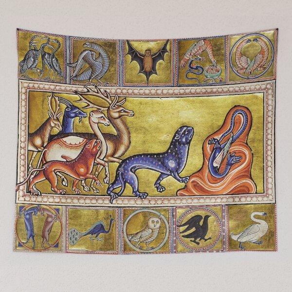 Item preview, MEDIEVAL BESTIARY,DEERS,GOAT,CAMEL PANTHER,SNAKE DRAGON,FANTASTIC ANIMALS IN GOLD RED BLUE COLORS designed and sold by BulganLumini.