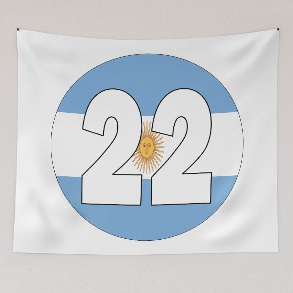 Item preview, Number 22 with Argentina flag on the background designed and sold by AllShirts21.