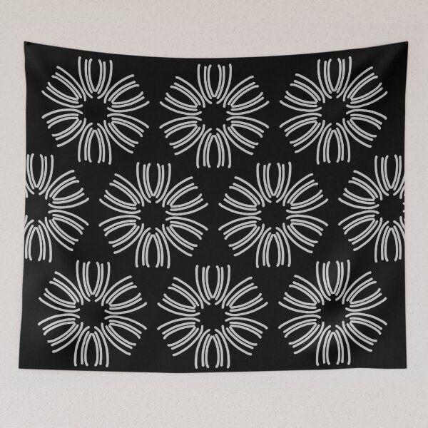 Item preview, White daisies on black background designed and sold by PetaJaneHome.