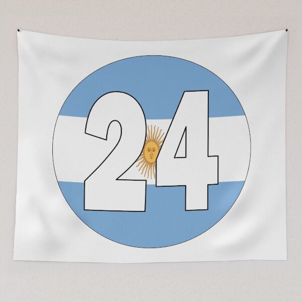 Item preview, Number 24 with Argentina flag on the background designed and sold by AllShirts21.