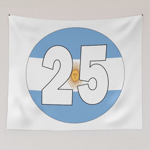 Item preview, Number 25 with Argentina flag on the background designed and sold by AllShirts21.
