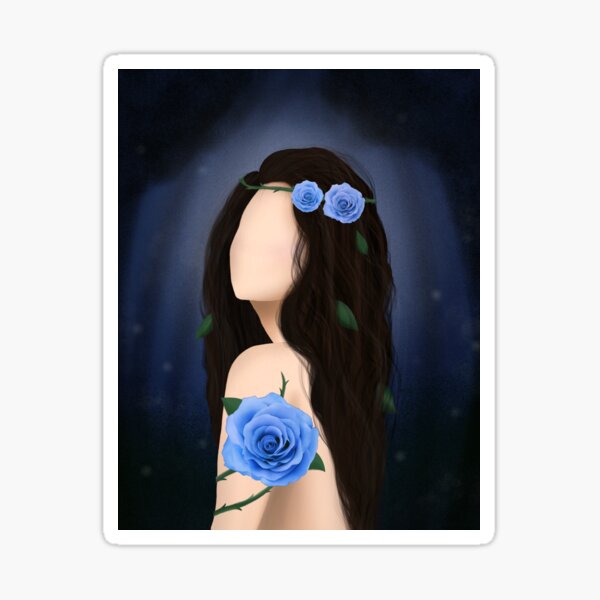 Rose In Hair Stickers Redbubble - brown haired beautiful aesthetic roblox girl gfx