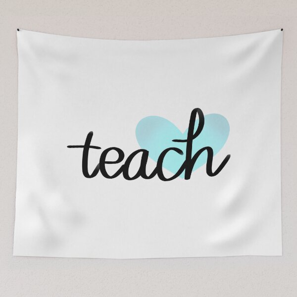 Item preview, Teach with Light Blue Heart Design for Teachers designed and sold by WildeandCo.