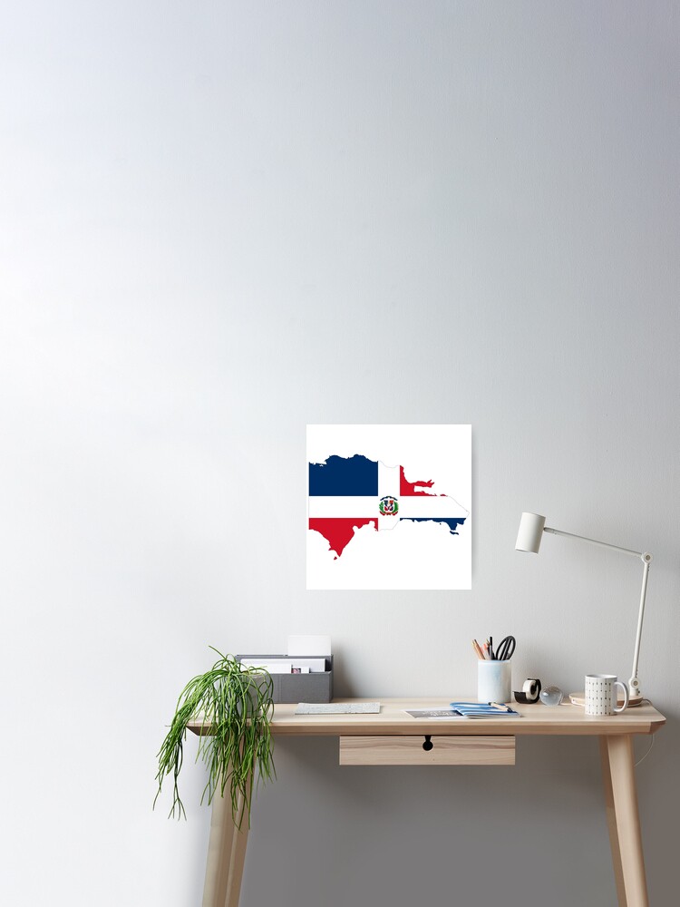 DOMINICAN REPUBLIC FLAG, MAP OF REPUBLICA DOMINICANA Poster for