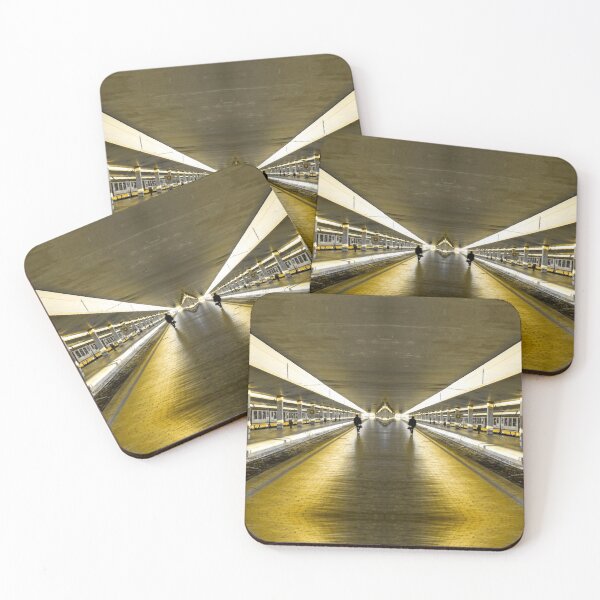 Item preview, Two Twin Brothers Meet Fate Under A Train Shelter In Railway Station Monochromatic Golden designed and sold by Flavio Vieri.