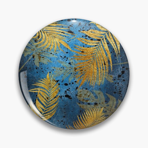Item preview, Gold palm leaves on a blue background. redecorate, refurbish, Bird, nature designed and sold by jayne0524.
