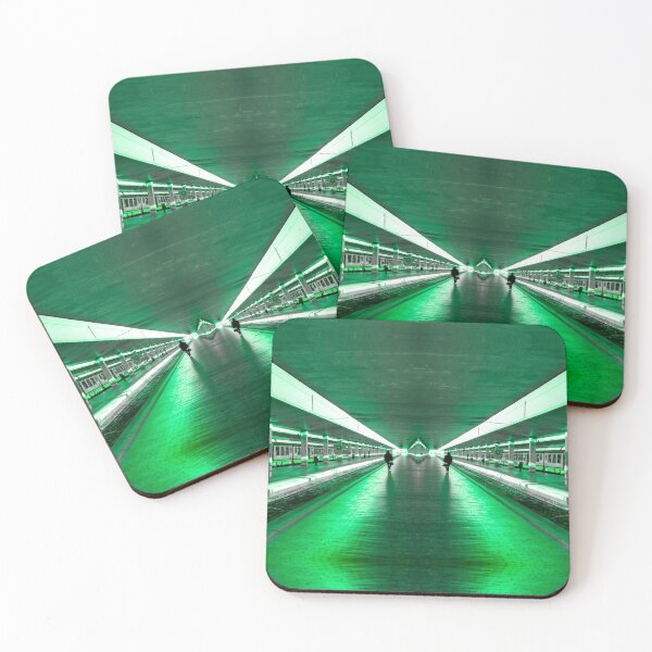 Item preview, Two Twin Brothers Meet Their Fate Under A Train Shelter In Railway Station Monochromatic Green designed and sold by Flavio Vieri.