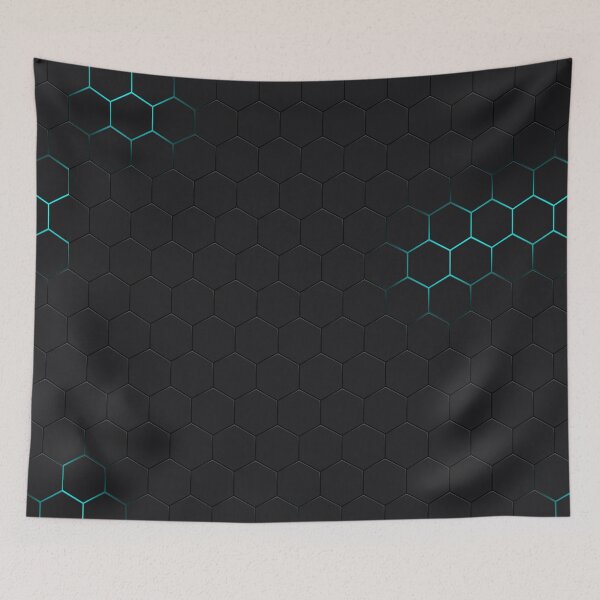 Item preview, Hectagon tech pattern - blue background light designed and sold by jc007.
