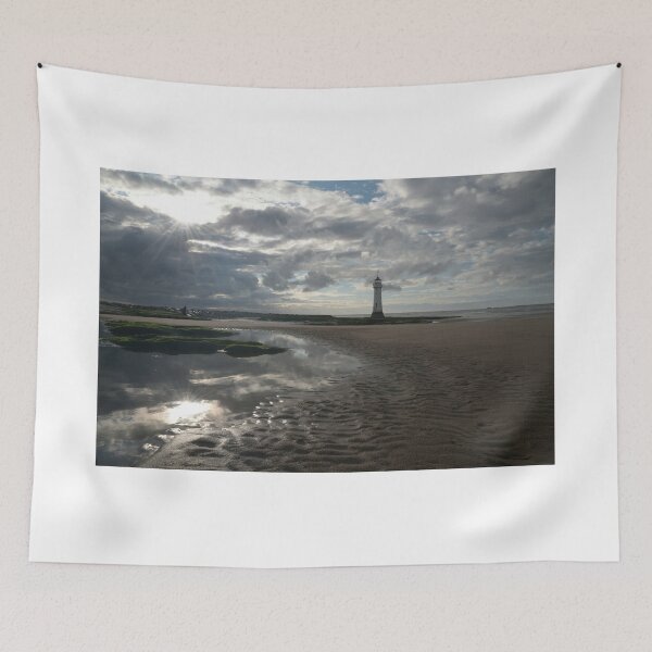 Item preview, New Brighton Lighthouse, River Mersey Estuary Sun Burst  Evening  Photograph. designed and sold by ALEXANDER  STEPHEN PEMBERTON.