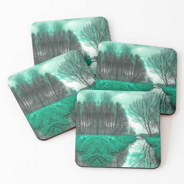 Item preview, specular rower in a swamp, trees reflection in water. total Monochromatic green designed and sold by Flavio Vieri.